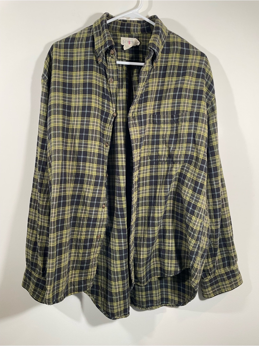 J .Crew Oarsman green/navy plaid flannel shirt M